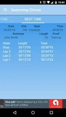 Swimming StopWatch free android App screenshot 11