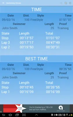 Swimming StopWatch free android App screenshot 2