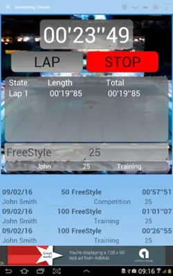 Swimming StopWatch free android App screenshot 3